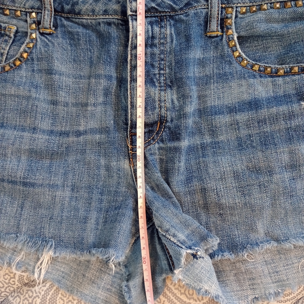 Studded Blue Denim Shorts - Picture 12 of 13